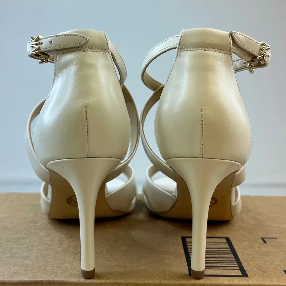 Michael  Kors Kinsley Heeled Sandals Womens 8 Cream Strappy Dress Shoes